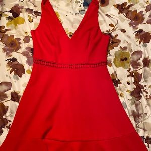 cute  Red dress with mesh cutout in stomach